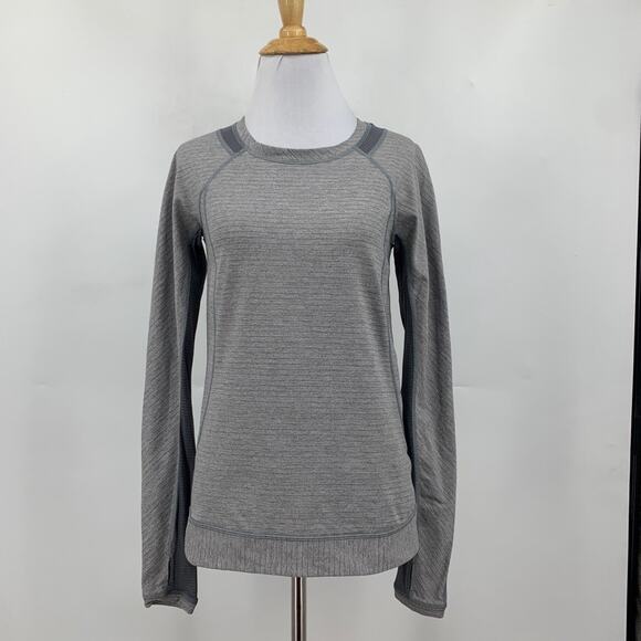 Lululemon Shirt Womens 4 Gray Run For Gold Long Sleeve Heathered Thumbholes Top - Picture 2 of 10